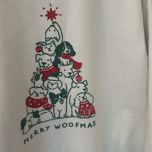Merry Woofmas Graphic Pullover Sweatshirt Oversized Size XL 🐕 Christmas 🎄 - Picture 6 of 7